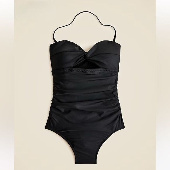 NWT J CREW Gemma ruched bandeau cutout one-piece in black - Picture 7 of 9